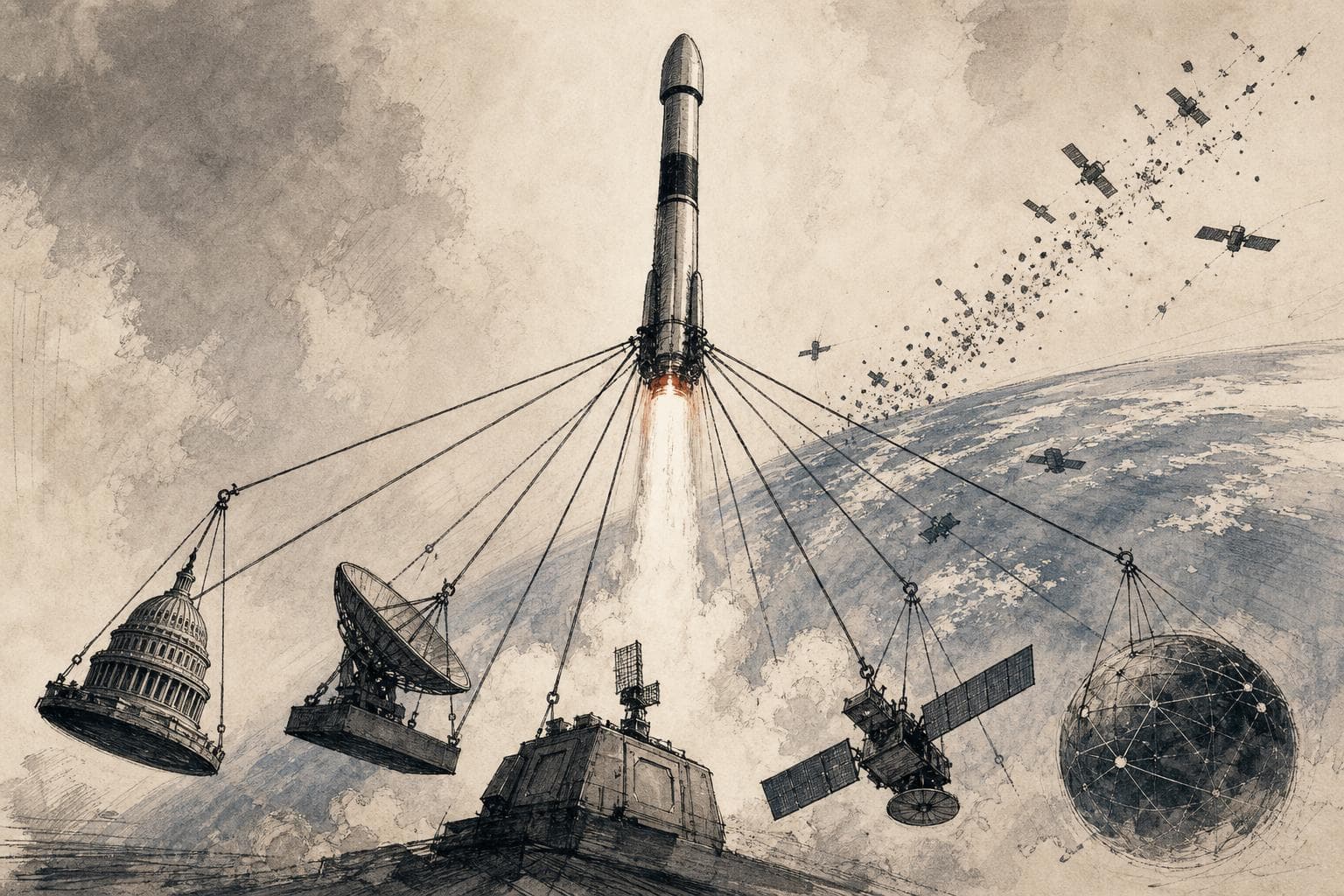 Editorial illustration for SpaceX Is Making Space Cheaper and More Fragile