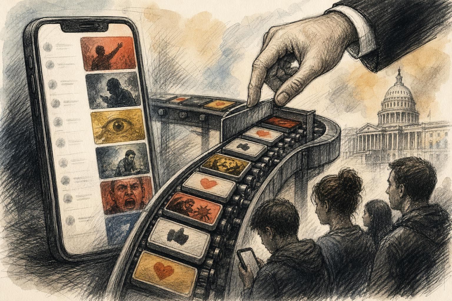 Editorial illustration for The Feed Is the Platform Safety Fight