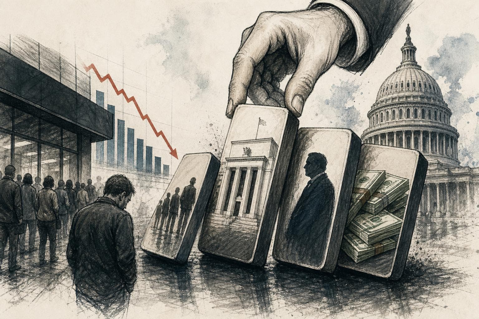 Editorial illustration for Job Cuts, a Fed Purge, and $100 Billion Back: Check the Dates