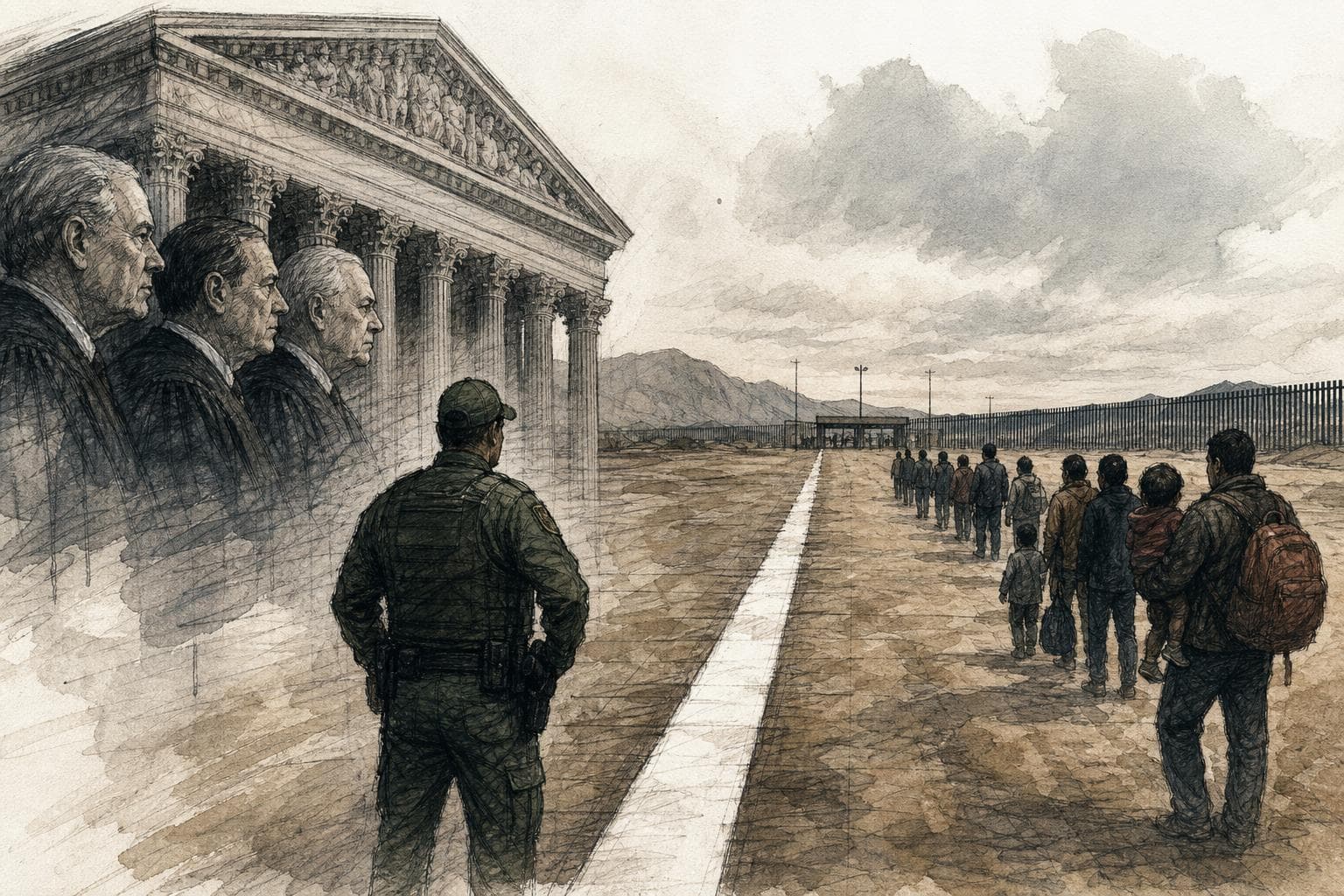 Editorial illustration for The Court Moved the Border to the Far Side of the Line