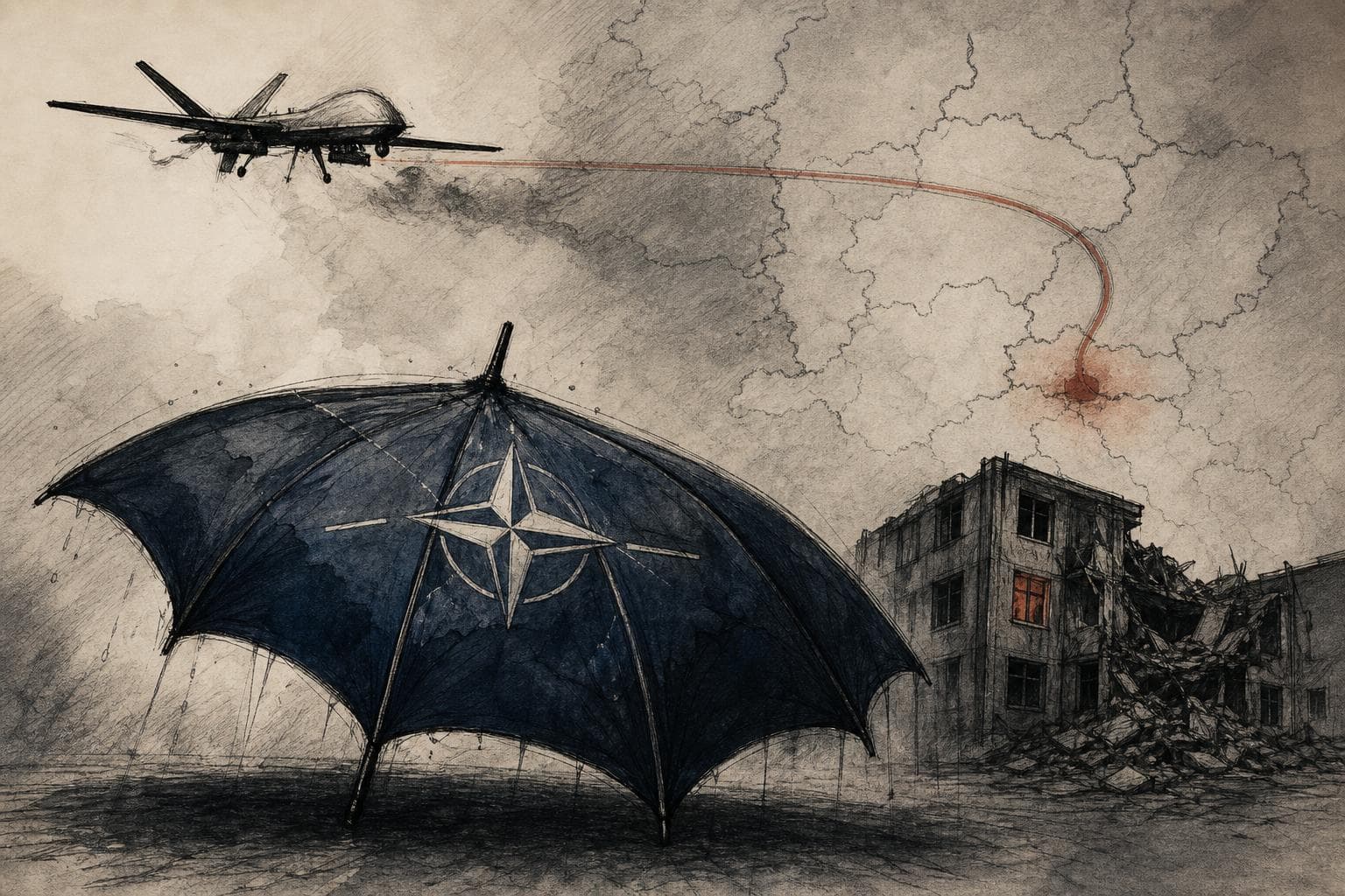 Editorial illustration for NATO Needs a Spillover Rule Before the Next Drone Hits