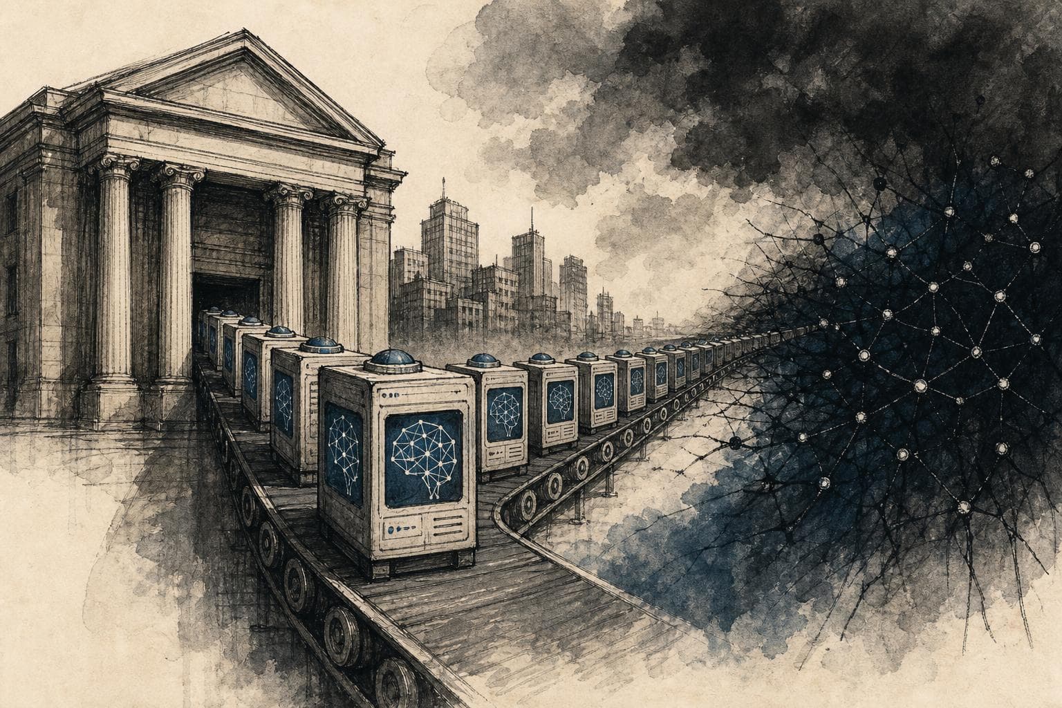 Editorial illustration for Banks Need Cyber AI, but They Should Fear the Monoculture