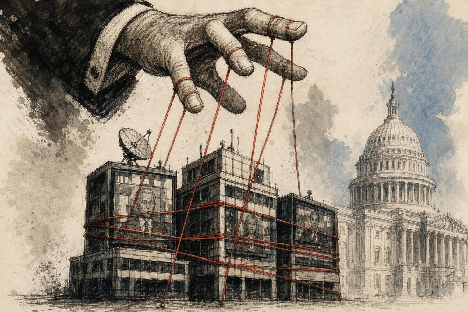 Editorial illustration for The New Media Barons Are Easier to Pressure