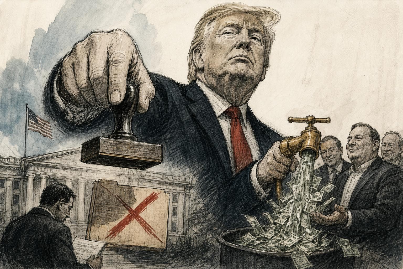 Editorial illustration for Trump’s IRS Deal Turns Settlement Power Into a Self-Dealing Precedent