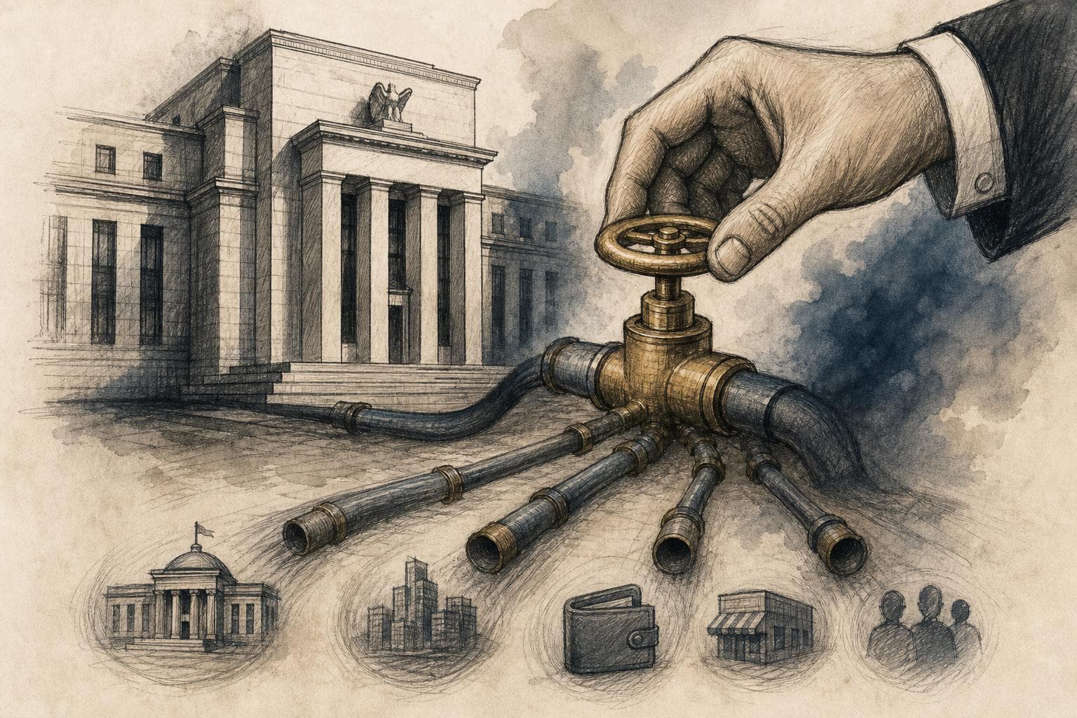 Editorial illustration for Fed Independence Has Moved Into the Money Pipes