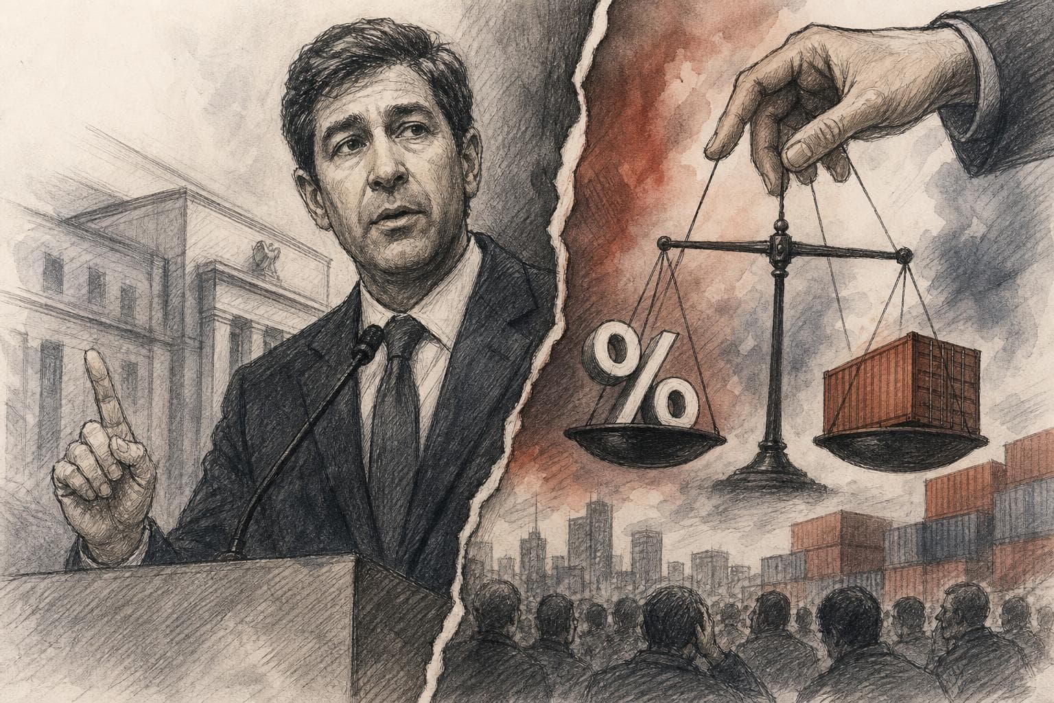Editorial illustration for The Tariff Alibi Kevin Warsh Just Lost