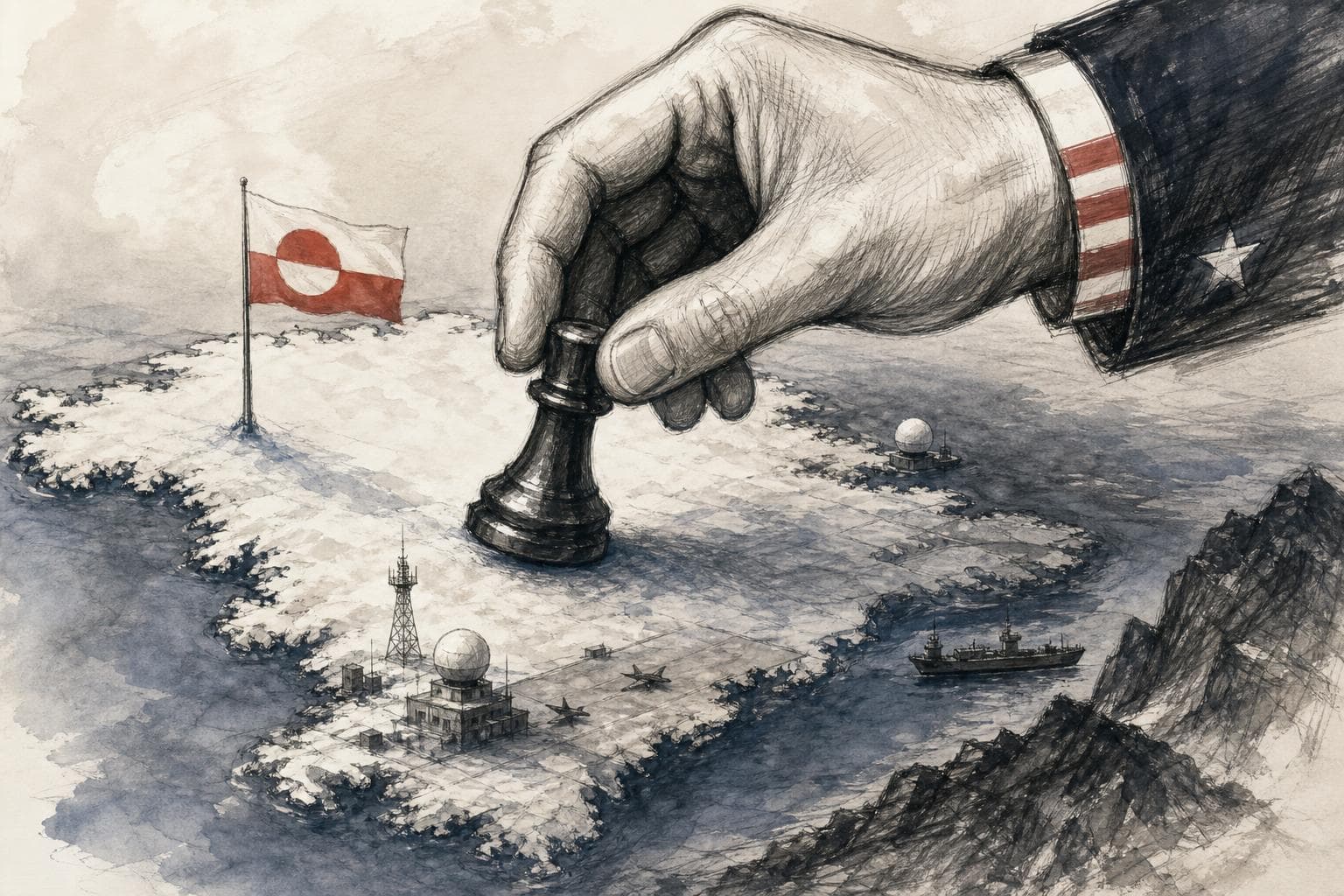 Editorial illustration for What Washington Can Already Do in Greenland Without Asking