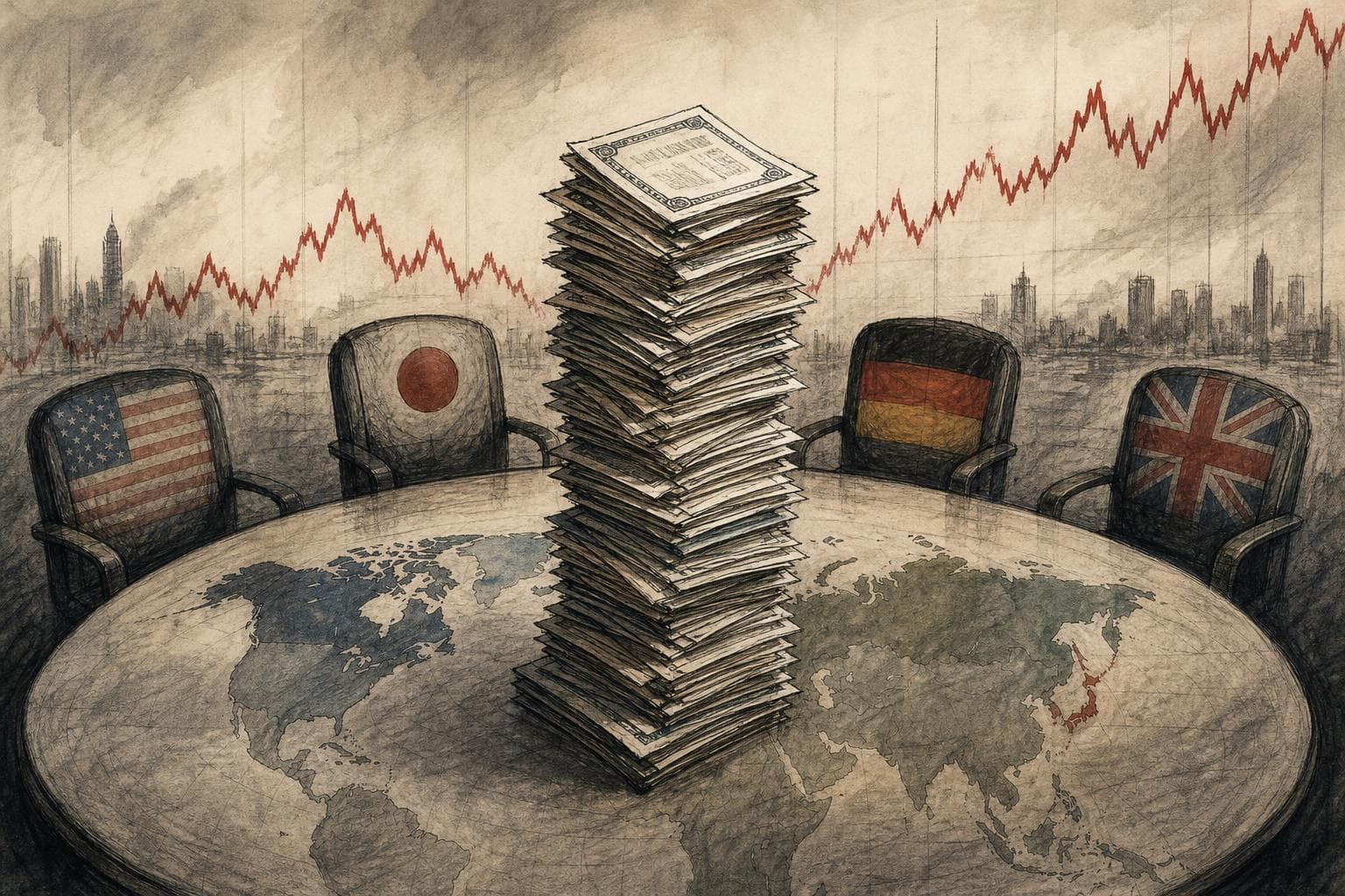 Editorial illustration for One Selloff, Four Countries: The Long Bond's Anchor Buyers Have Gone Missing