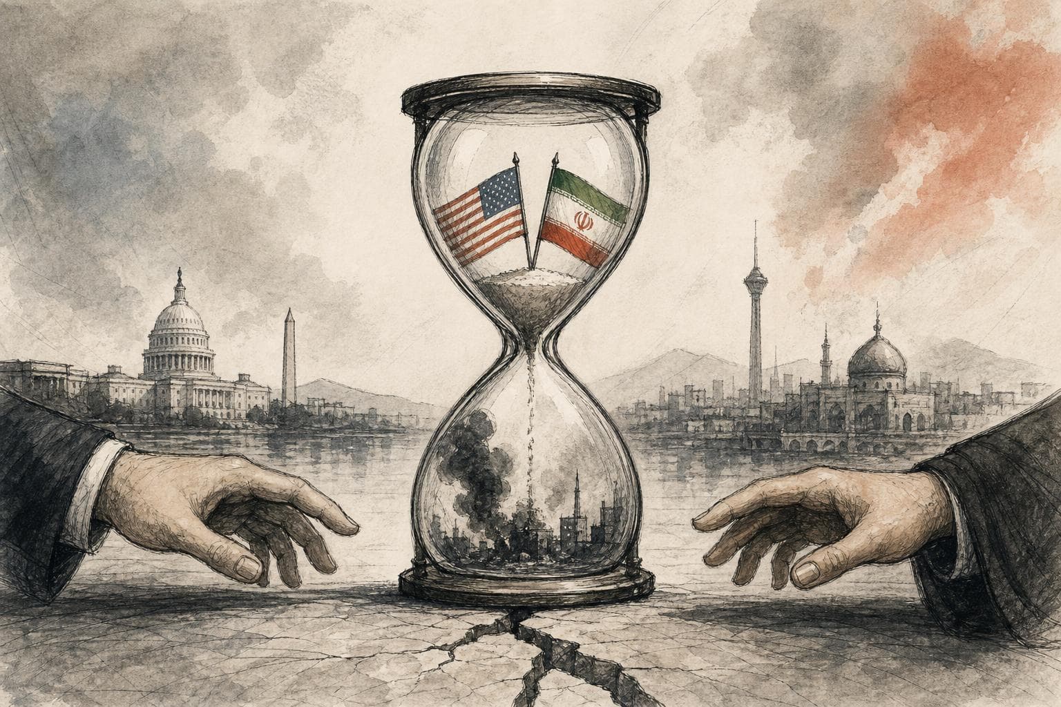 Editorial illustration for The First US-Iran Deal Would Pause More Than It Settles