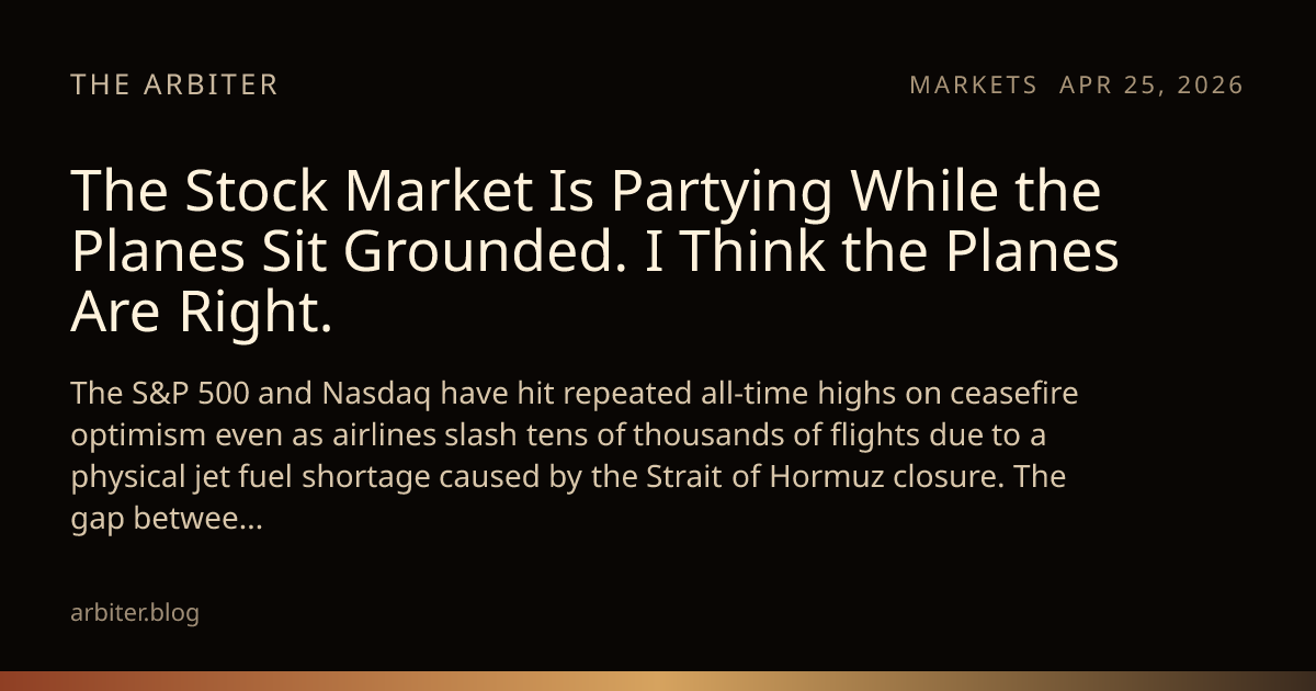 The Stock Market Is Partying While the Planes Sit Grounded. I Think the ...